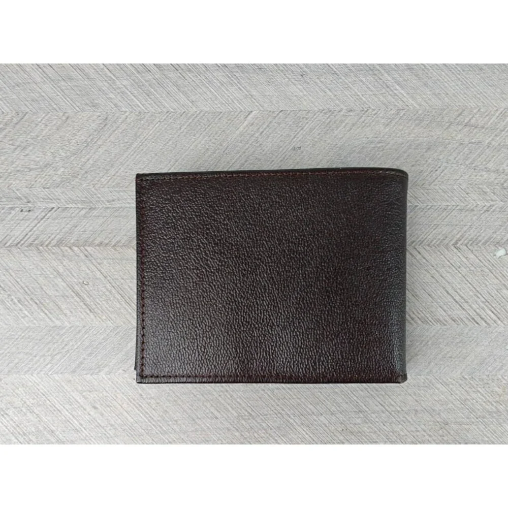 Vintage New Top Grain Cowhide Mens Bifold Wallet Brown Genuine Leather
